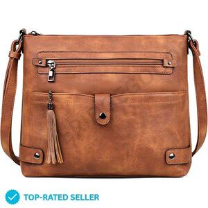 Brand New FADEON Crossbody Multi-Pocket Brown Bag